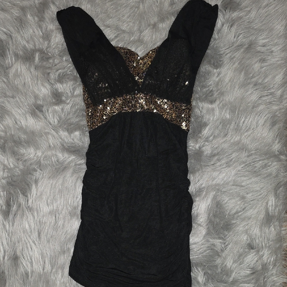 Black and Gold Sequin Dress
